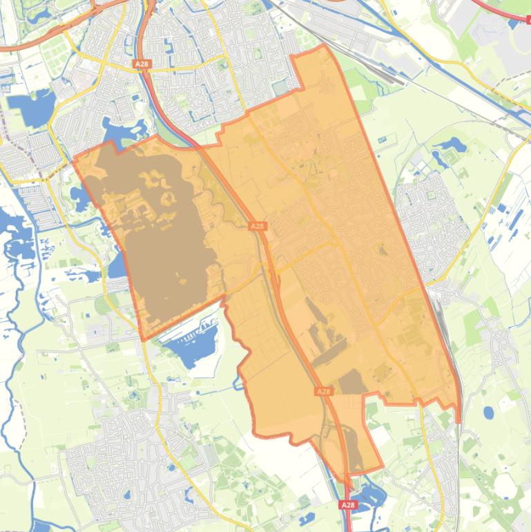 Kaart van de wijk Haren-West en omgeving.