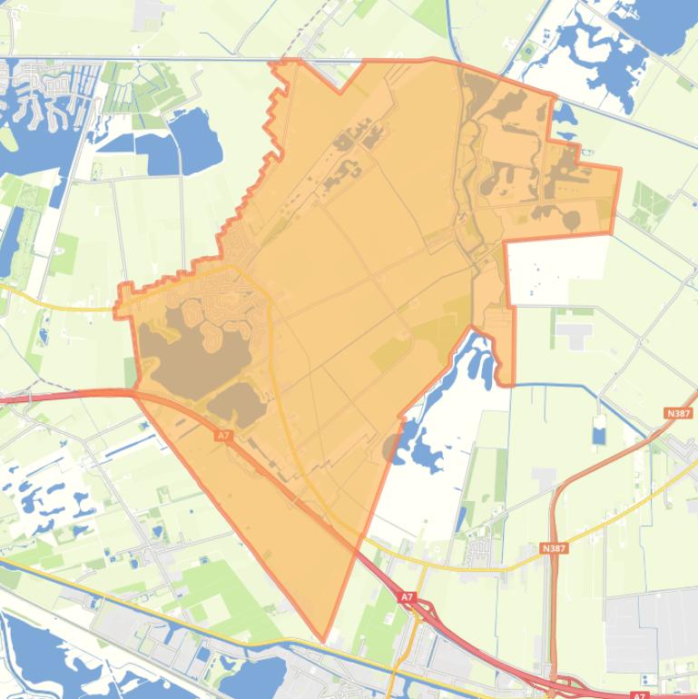 Kaart van de wijk Harkstede Scharmer en Woudbloem.