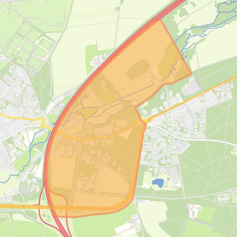 Kaart van de wijk Heelsum ten oosten van de rijksweg.