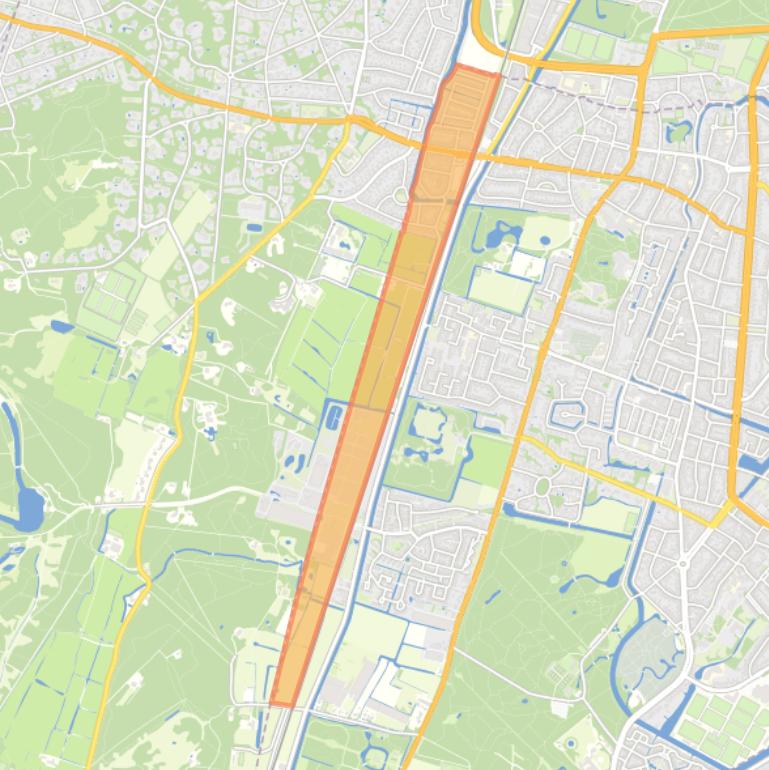 Kaart van de wijk Heemstede west van de spoorbaan.