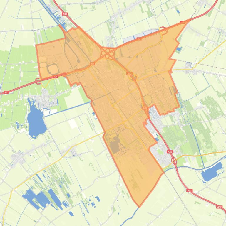 Kaart van de wijk Heerenveen.