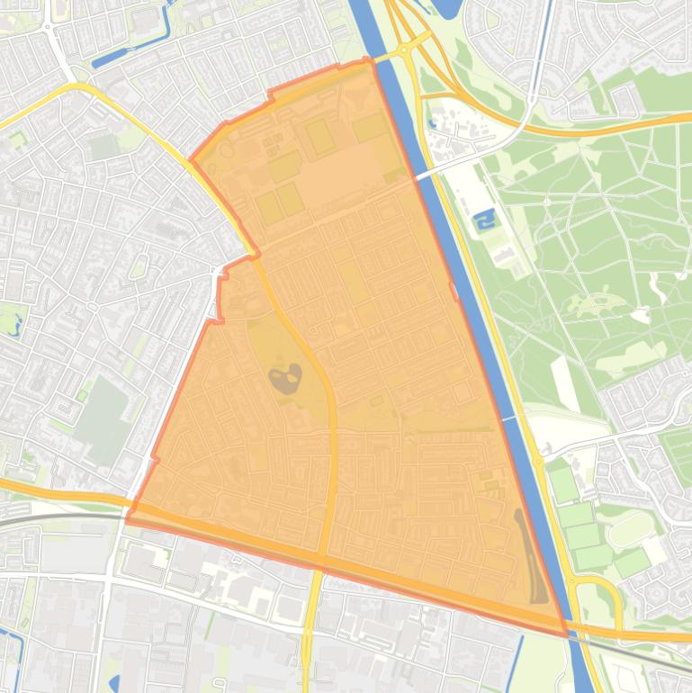 Kaart van de wijk Helmond-Oost.