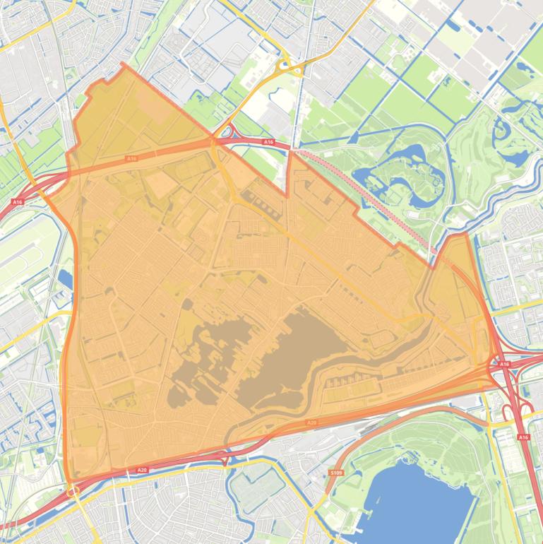 Kaart van de wijk Hillegersberg-Schiebroek.