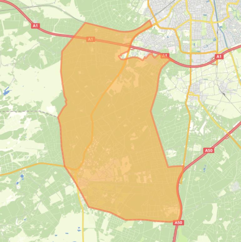 Kaart van de wijk Hoenderloo en omgeving.