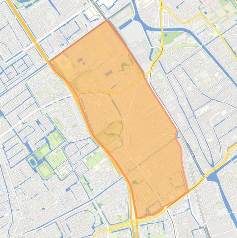 Kaart van de wijk Hof van Delft.