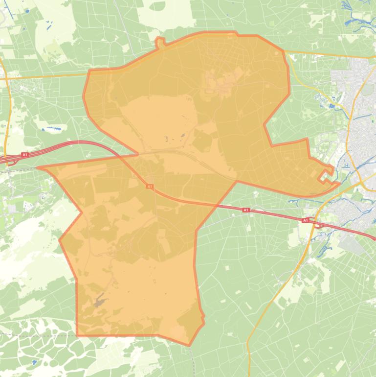 Kaart van de wijk Hoog Soeren en Radio Kootwijk.