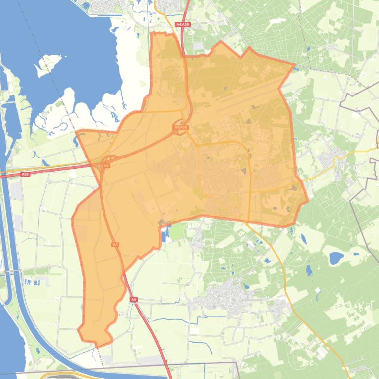 Kaart van de wijk Hoogerheide en Woensdrecht.