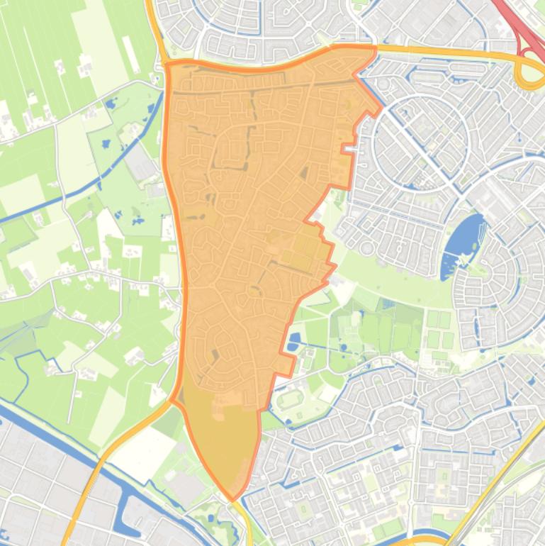 Kaart van de wijk Hoogland.