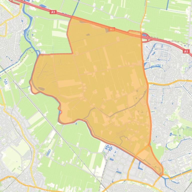 Kaart van de wijk Hoogland-West.