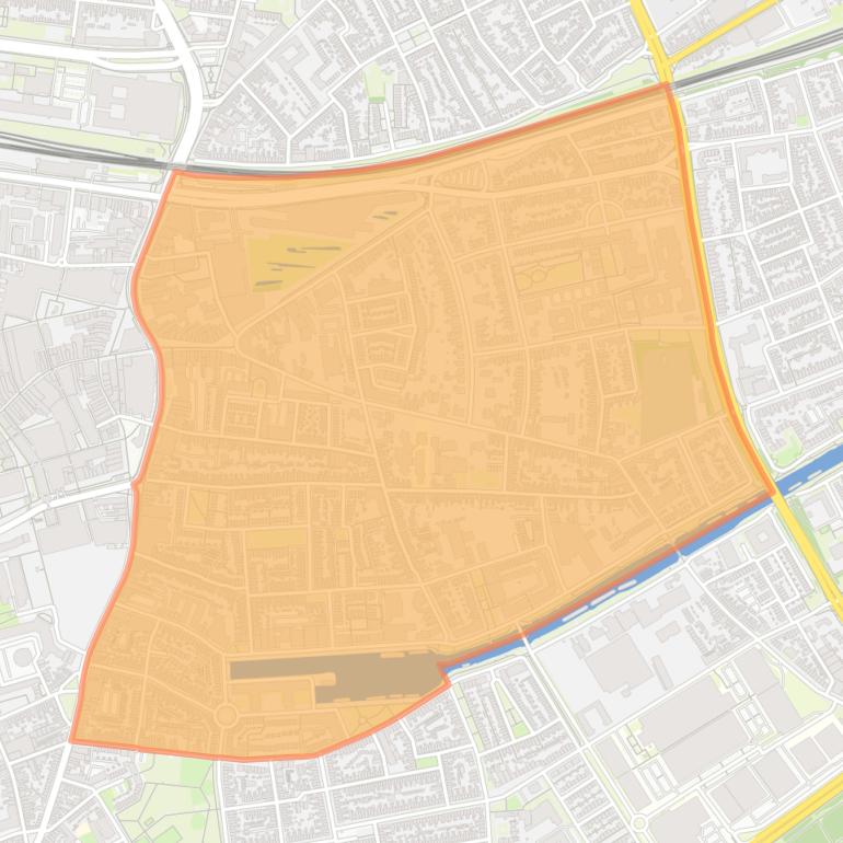 Kaart van de wijk Hoogvenne.