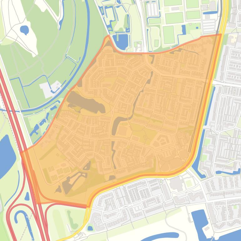 Kaart van de wijk Hoogzandveld.