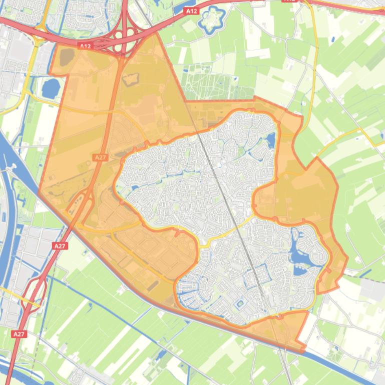 Kaart van de wijk Houten Buitengebied.