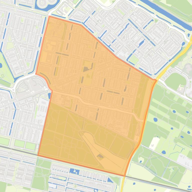 Kaart van de wijk Huibeven.