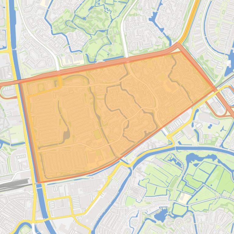 Kaart van de wijk Huiswaard.