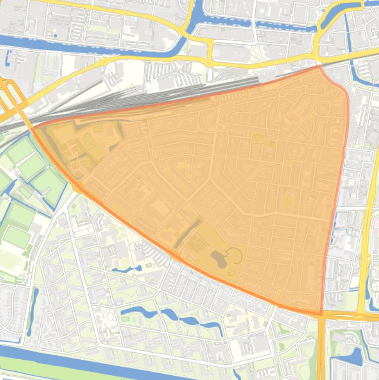 Kaart van de wijk Huizum-West.