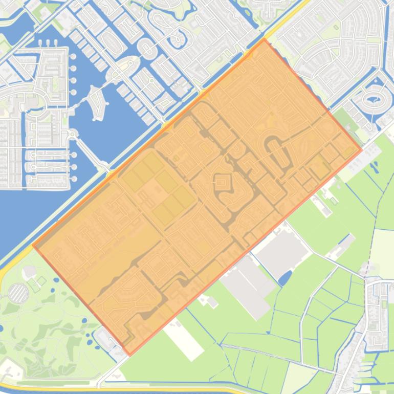 Kaart van de wijk Huygenhoek.