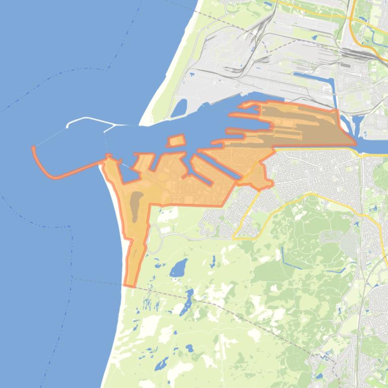 Kaart van de wijk IJmuiden-West.