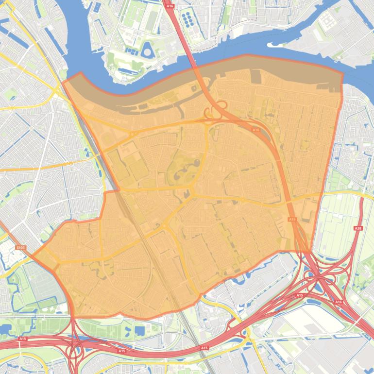 Kaart van de wijk IJsselmonde.