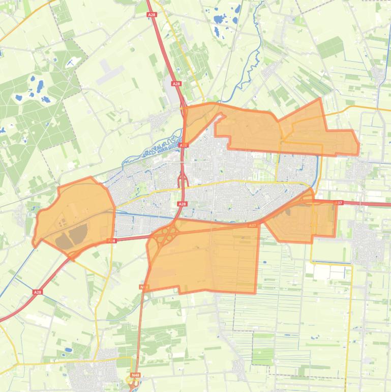 Kaart van de wijk Industrie- en verspreide gebieden.