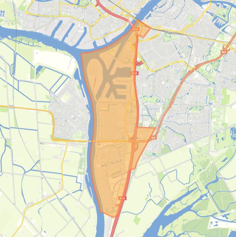 Kaart van de wijk Industriegebied West.