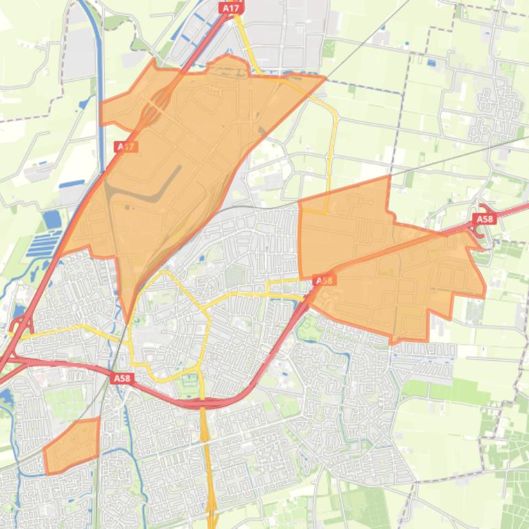 Kaart van de wijk Industriegebieden.