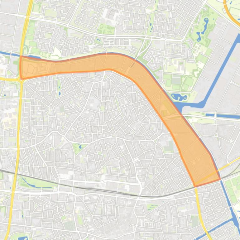 Kaart van de wijk Kanaalzone.