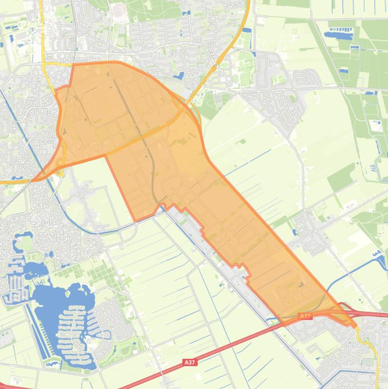 Kaart van de wijk Kern Emmen Industrieterreinen.