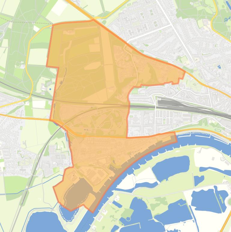 Kaart van de wijk Klingelbeek en omgeving.
