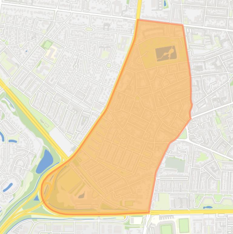 Kaart van de wijk Korvel.