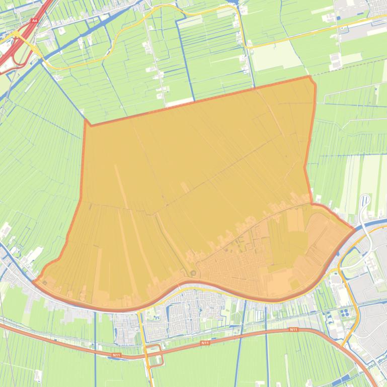 Kaart van de wijk Koudekerk aan den Rijn.