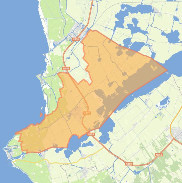 Kaart van de wijk Koudum.