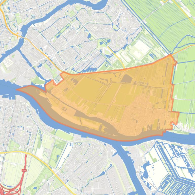 Kaart van de wijk Krimpen aan de Lek.