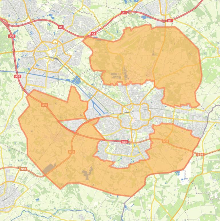 Kaart van de wijk Landelijk gebied en kernen.
