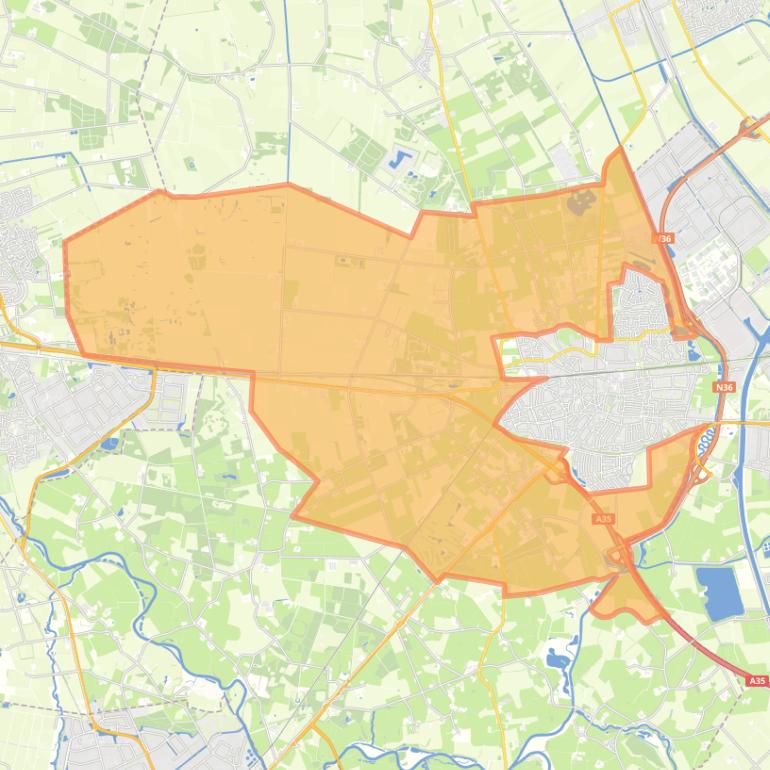 Kaart van de wijk Landelijk gebied Wierden.