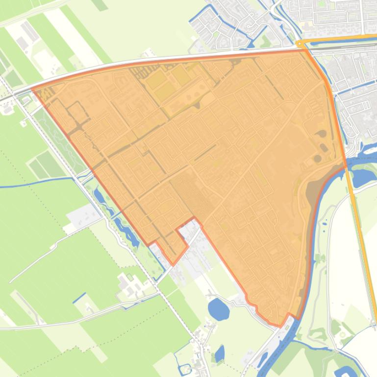 Kaart van de wijk Leerdam-West.