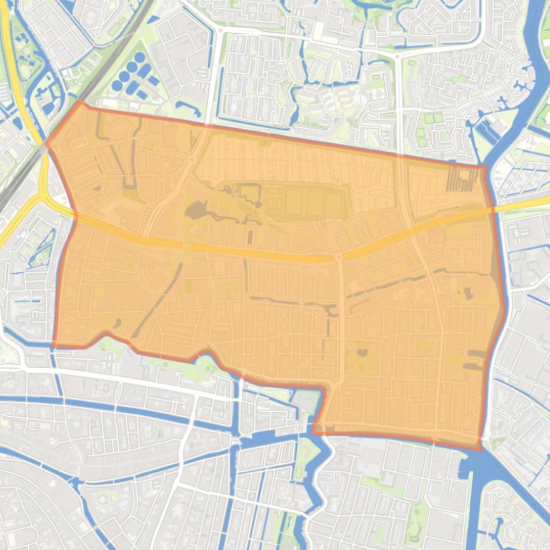 Kaart van de wijk Leiden-Noord.