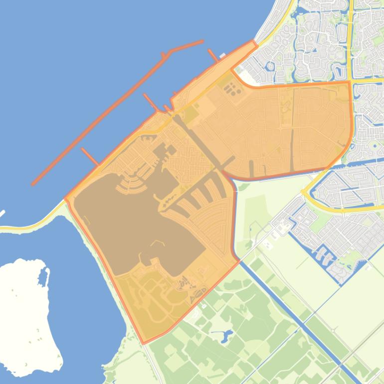 Kaart van de wijk Lelystad-Haven.