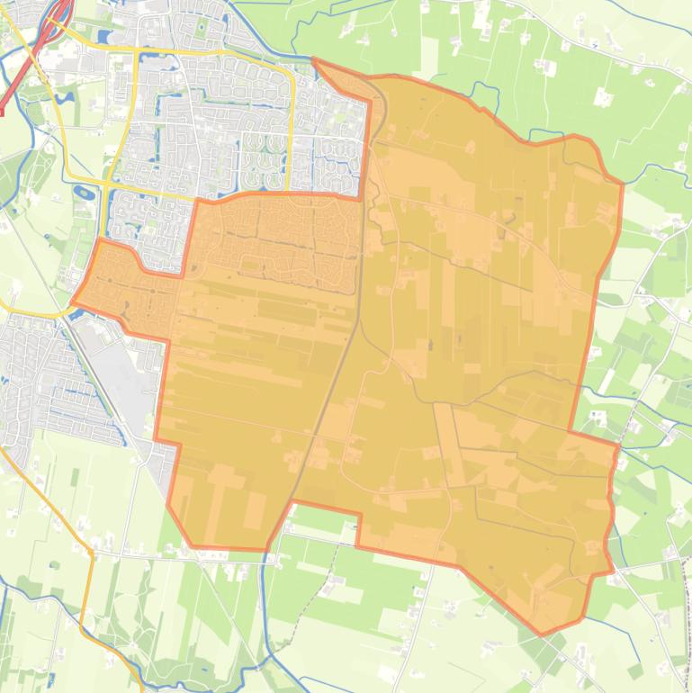 Kaart van de wijk Leusden-Centrum Oost.