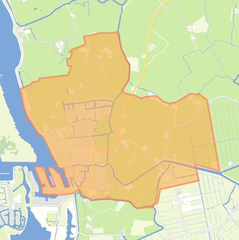 Kaart van de wijk Makkum.