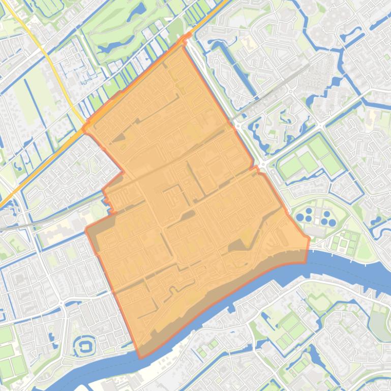 Kaart van de wijk Middelwatering Oost.