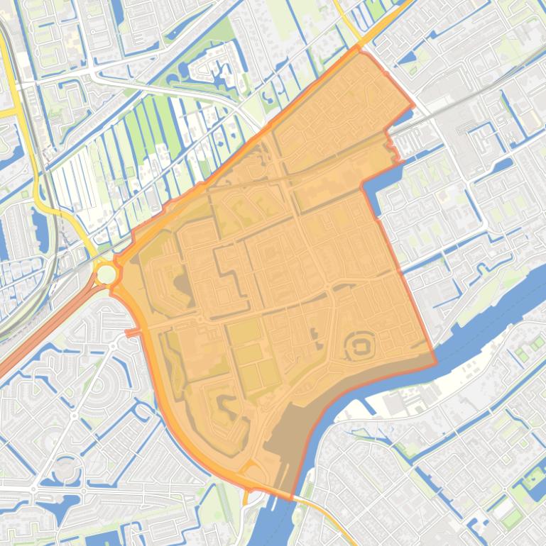 Kaart van de wijk Middelwatering West.