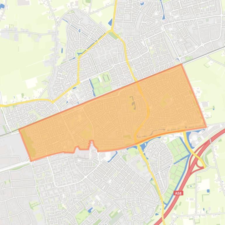 Kaart van de wijk Midden woongebied.