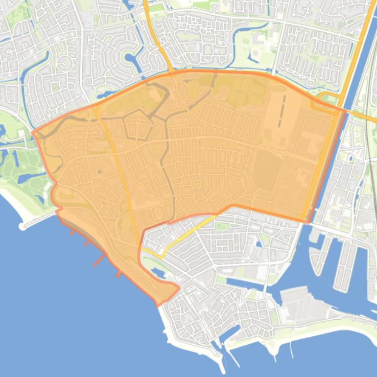 Kaart van de wijk Middengebied.