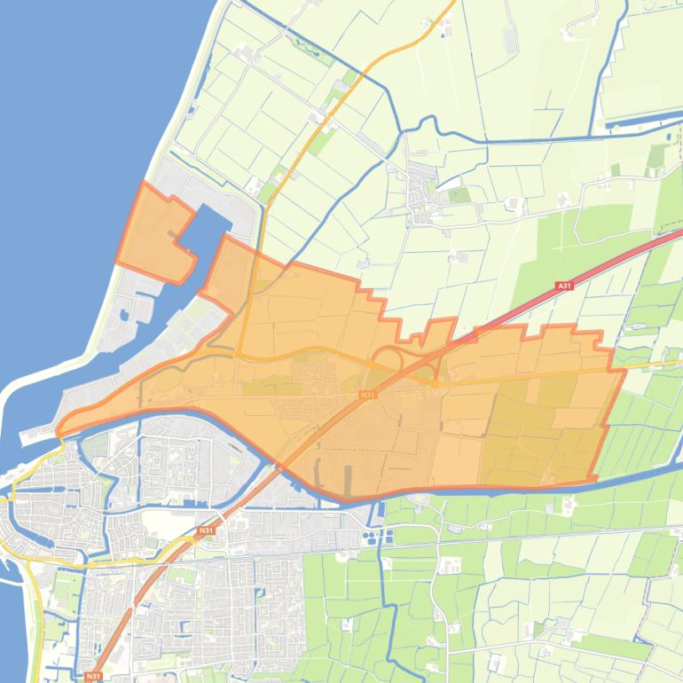 Kaart van de wijk Midlum.