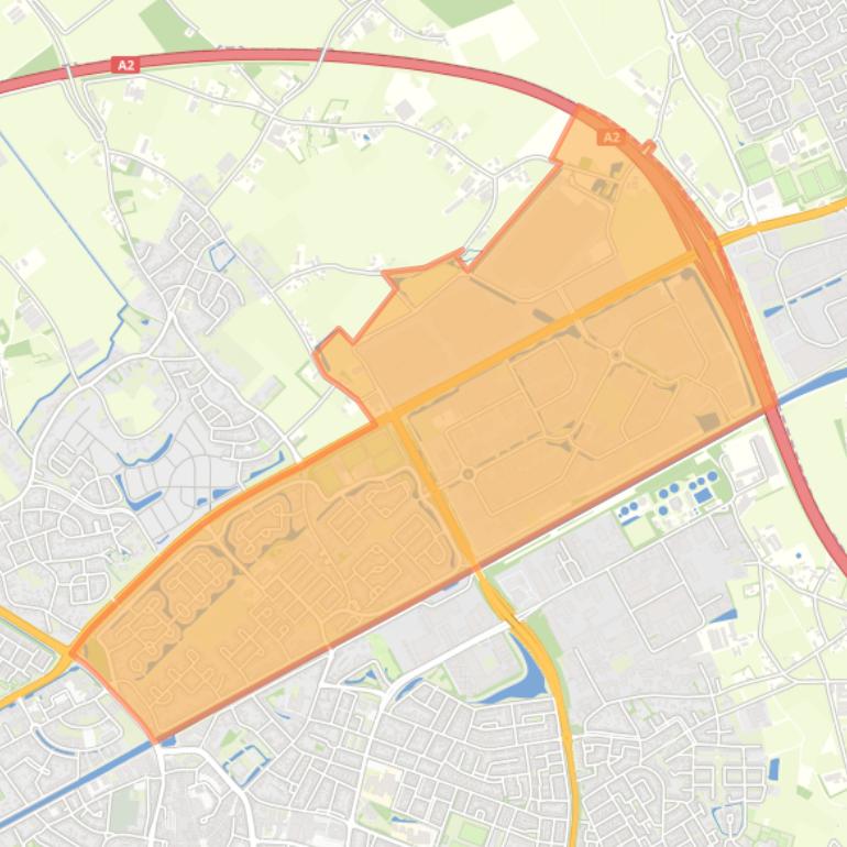 Kaart van de wijk Molenakker en Kampershoek.