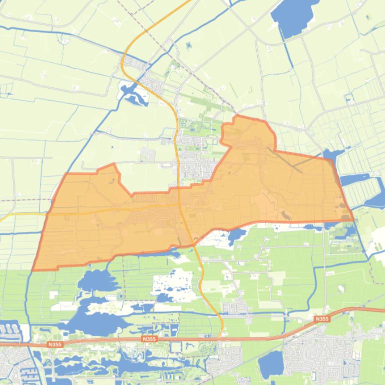 Kaart van de wijk Mûnein.