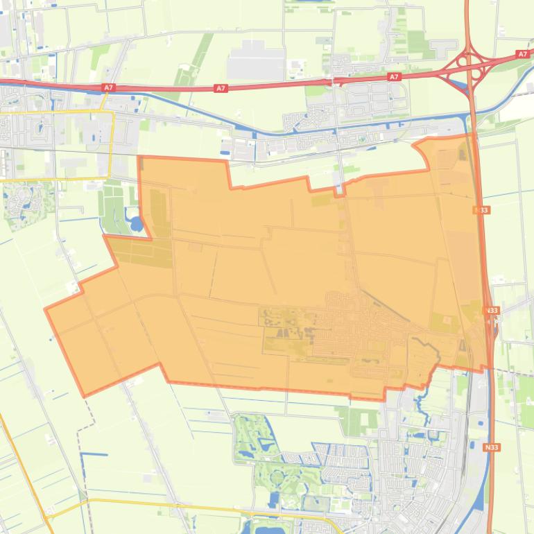 Kaart van de wijk Muntendam.