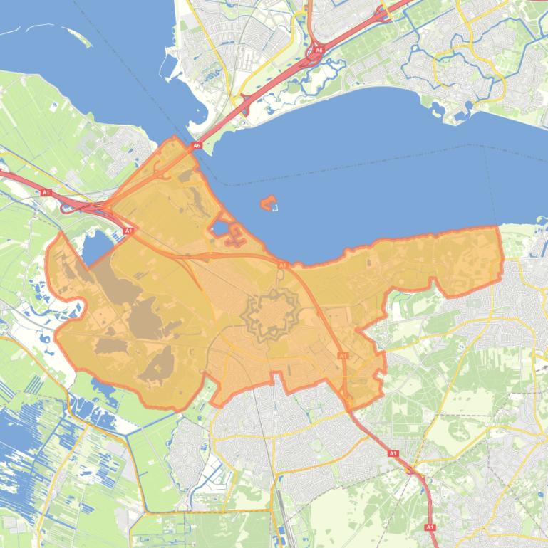 Kaart van de wijk Naarden.