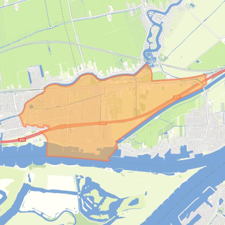 Kaart van de wijk Neder Hardinxveld.