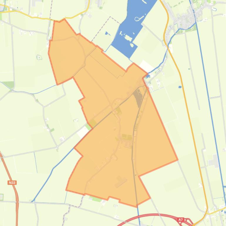 Kaart van de wijk Nieuw-Scheemda-’t Waar.